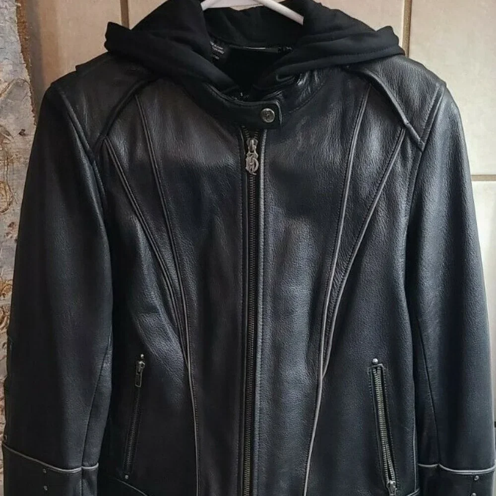 Harley Davidson Women's ROAD ANGEL 3 in 1 Black Leather Jacket Small NWOT‌‌ - Picture 3 of 13